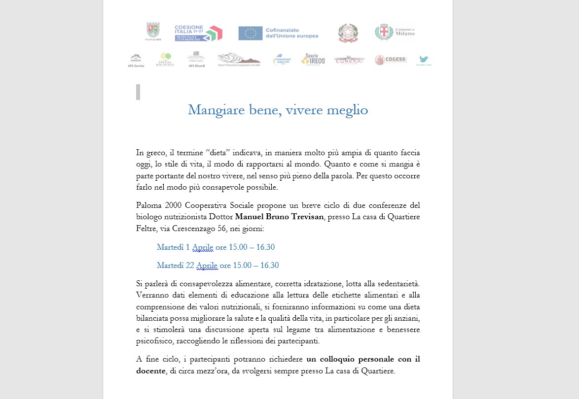 Mangiare bene, vivere meglio